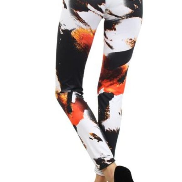 🆕️MULTI Mixed Print Orange Black & White Legging - Picture 3 of 4